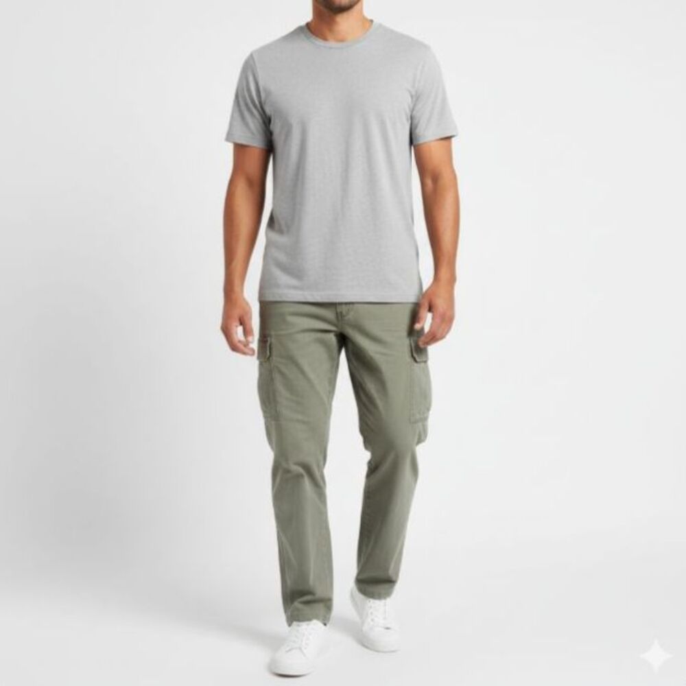 L.L. Bean Men's Gray-Green Faded Cotton Classic Fit Cargo Pants Size 40 X 30